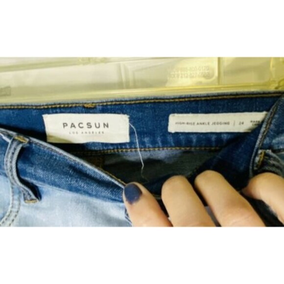 Pacsun High Rise Ankle Jeggings Two Tone Womens Size 24 Denim Blue Jeans - Picture 4 of 4